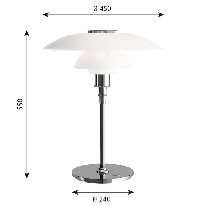 Candeeiro de mesa PH 4½-3½  - Cromado - Louis Poulsen