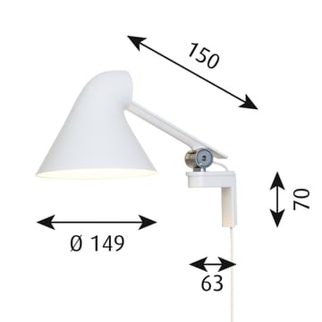 Candeeiro de parede com cabo curto NJP - Branco - Louis Poulsen