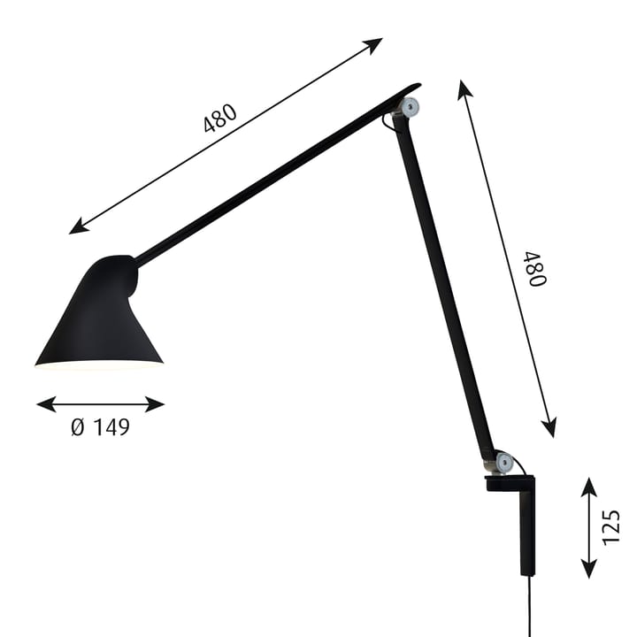 Candeeiro de parede com cabo longo NJP - Preto - Louis Poulsen