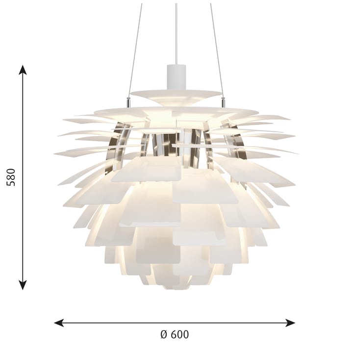 Candeeiro suspenso PH Artichoke Ø60 cm - Branco - Louis Poulsen