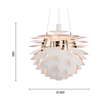 Candeeiro suspenso PH Artichoke Anniversary edition - Matte white-pale rose Ø60 cm - Louis Poulsen