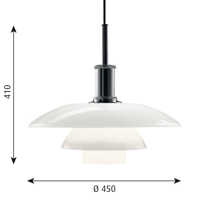 Candeeiro suspenso vidro opala PH 4½-4 - Cromado - Louis Poulsen