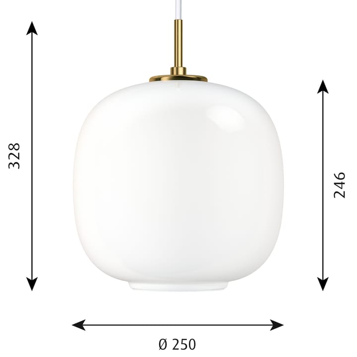 Candeeiro suspenso VL45 Radiohus Ø25 cm, Brass-white opal glass Louis Poulsen