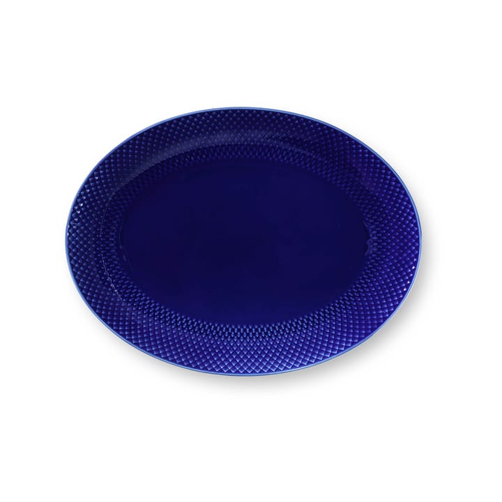 Travessa oval Rhombe 35x26,5 cm - Azul escuro - Lyngby Porcelæn