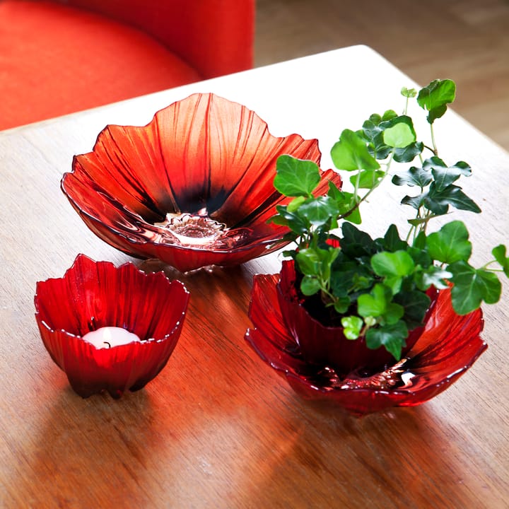 Tigela média Poppy - vermelho-preto - Målerås Glasbruk