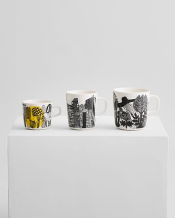 Caneca de café Siirtolapuutarha 20 cl - branco-preto-amarelo - Marimekko