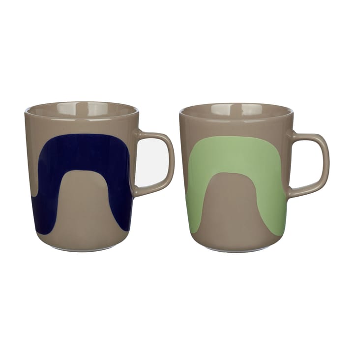 Caneca Seireeni 25 cl, conjunto de 2, Terra-azul escuro-hortelã Marimekko