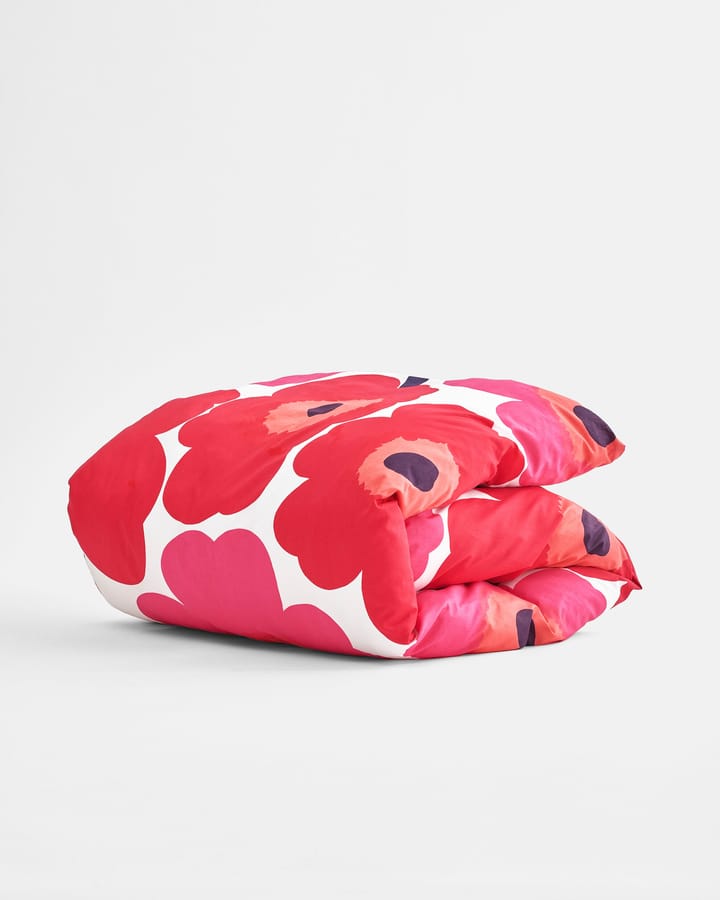 Capa de edredão Unikko 150x210 cm - vermelho-branco - Marimekko