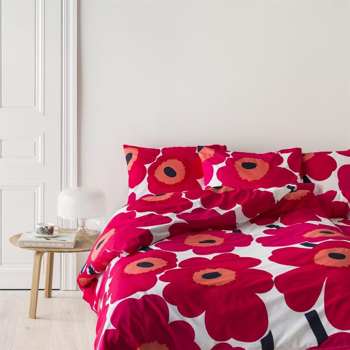 Capa de edredão Unikko 150x210 cm - vermelho-branco - Marimekko