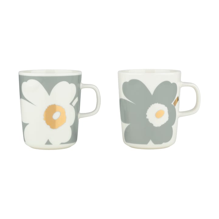 Chávena de aniversário de 60 anos Unikko 25 cl pacote com 2 - White-light grey-gold - Marimekko