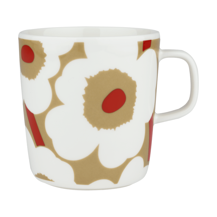 Chávena Unikko 40 cl - bege-branco-vermelho - Marimekko