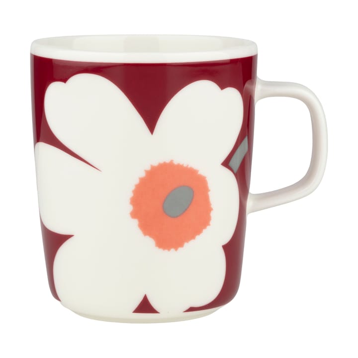 Chávena Unikko 60° Aniversário 25 cl, White-dark cherry-ash grey Marimekko