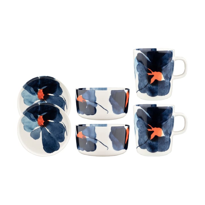 Conjunto de pequeno almoço Valssi 6 peças - White-dark blue-orange - Marimekko