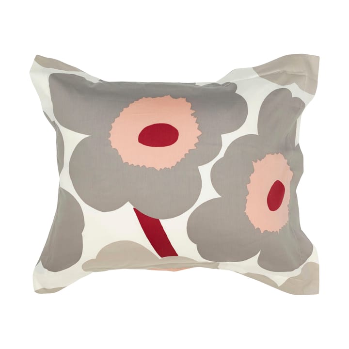 Fronha Unikko de cetim 50x60 cm, Off white-warm grey-pink Marimekko