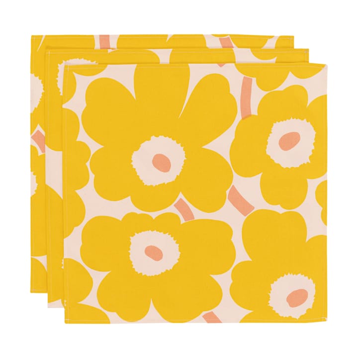 Guardanapo de tecido Pieni Unikko 43x43 cm 3 unid. - Cotton-yellow-pink - Marimekko