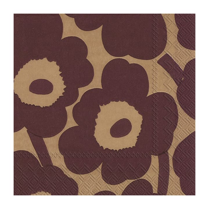 Guardanapos Unikko 33x33 cm, 20 unid. - Linho-borgonha - Marimekko