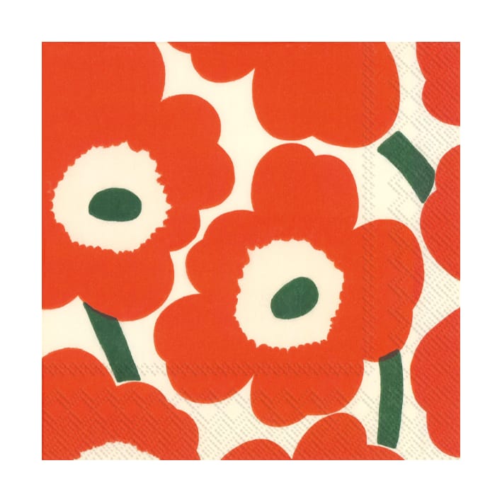 Guardanapos Unikko 33x33 cm, 20 unid. - Orange/Green - Marimekko