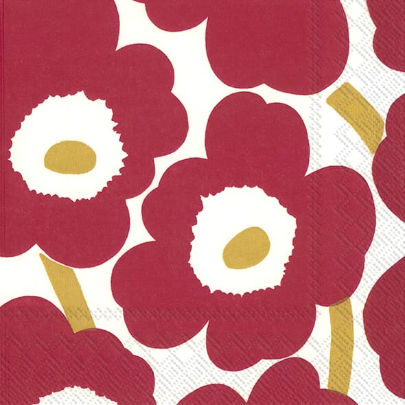 Guardanapos Unikko 33x33 cm, 20 unid. - Red-Gold - Marimekko