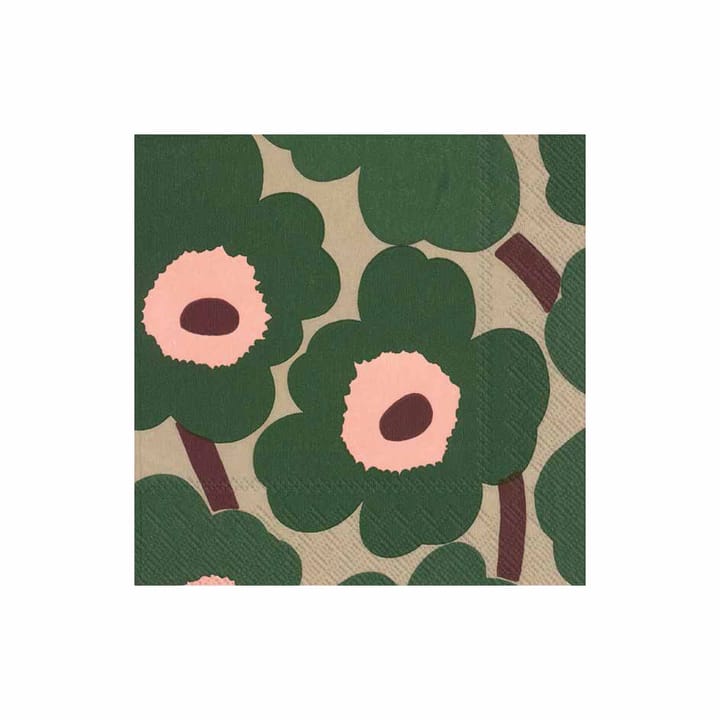 Guardanapos Unikko 33x33 cm, 20 unid. - verde-rosa - Marimekko