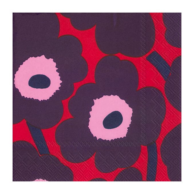 Guardanapos Unikko 33x33 cm, 20 unid. - Vermelho-azul - Marimekko