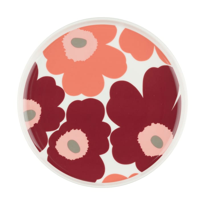 Prato Unikko Ø20 cm, White-dark cherry-salmon red Marimekko