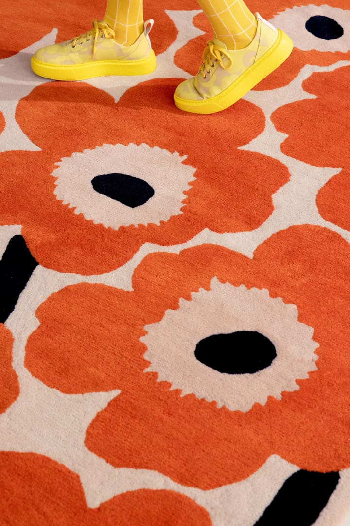 Tapete de lã Unikko - Orange Red, 170x240 cm - Marimekko