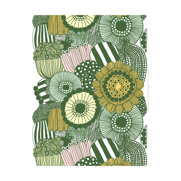 Tecido Siirtolapuutarha, White-green-light yellow-orange Marimekko