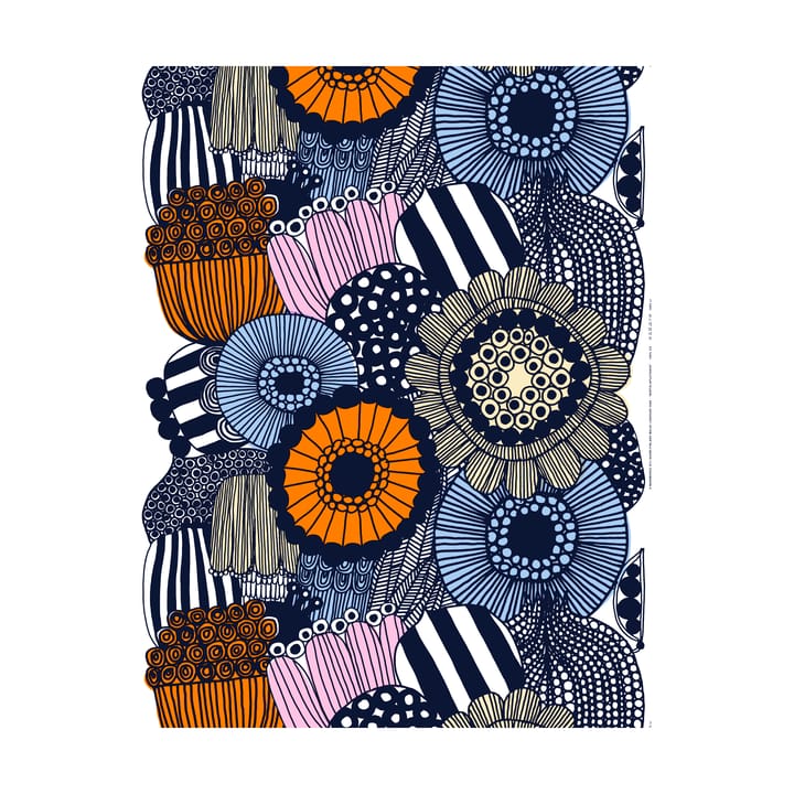 Tecido Siirtolapuutarha - White-yellow-orange-light blue - Marimekko