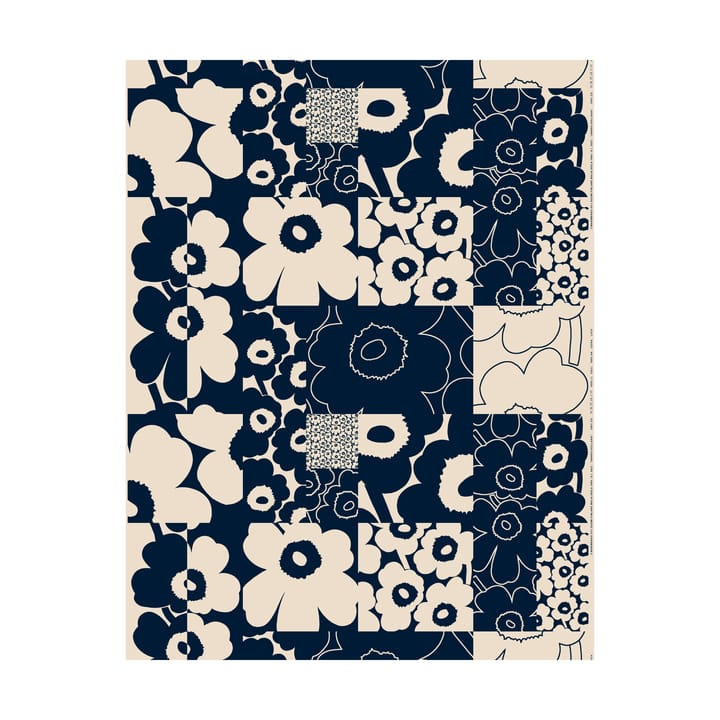 Tecido Unikko Collage algodão-linho - Linen-dark navy - Marimekko