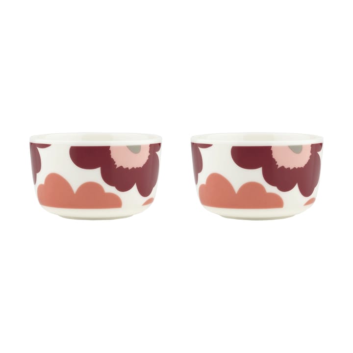 Tigela Unikko 2,5 dl pacote com 2, White-dark cherry-salmon red Marimekko