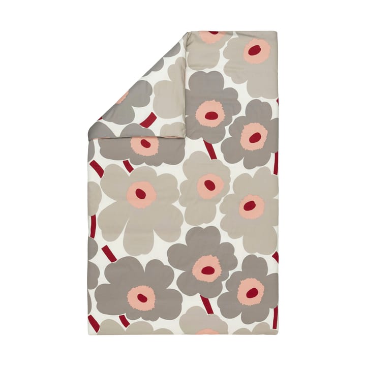 Unikko capa de edredão em cetim 150x210 cm - Off white-warm grey-pink - Marimekko