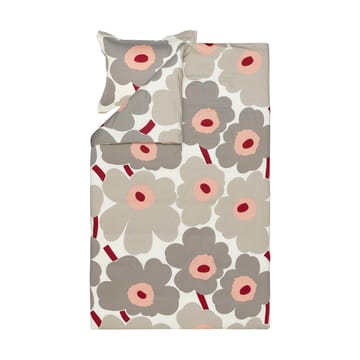 Unikko capa de edredão em cetim 150x210 cm - Off white-warm grey-pink - Marimekko