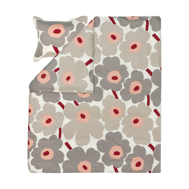 Unikko capa de edredom em cetim 240x220 cm, Off white-warm grey-pink Marimekko