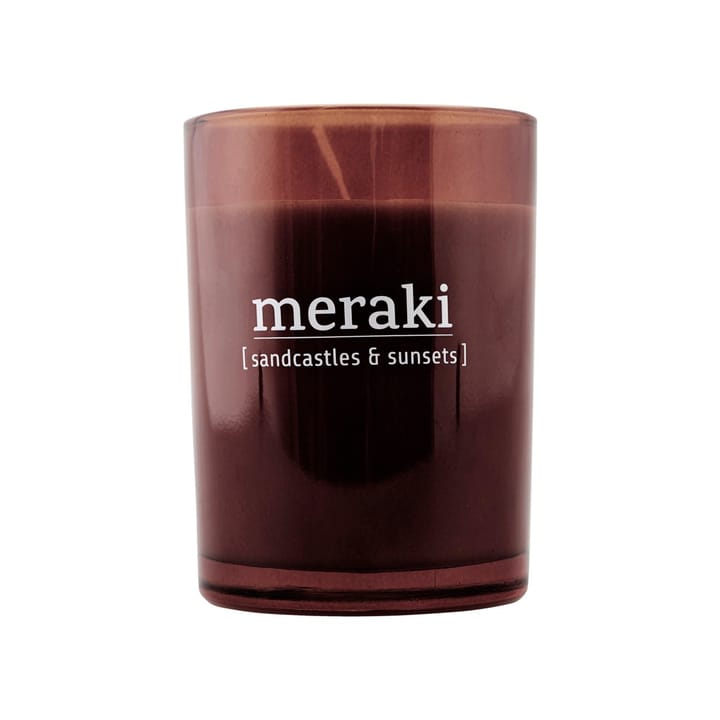 Vela perfumada, vidro castanho Meraki 35 horas - sandcastles & sunsets - Meraki