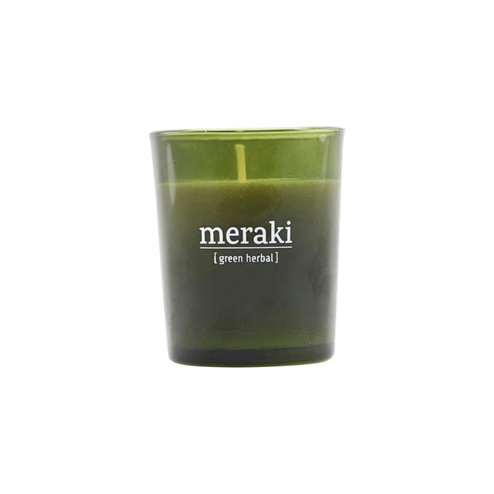 Vela perfumada, vidro verde Meraki 12 horas - green herbal - Meraki