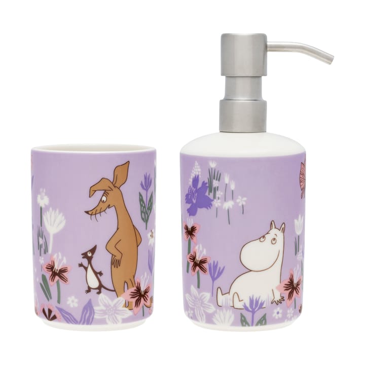 Dispensador de sabão e suporte para escovas de dentes Moomin , Blomsterträdgård Moomin Arabia