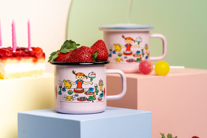 Caneca de esmalte Aniversário de Pippi 3,7 dl - Rosa - Muurla