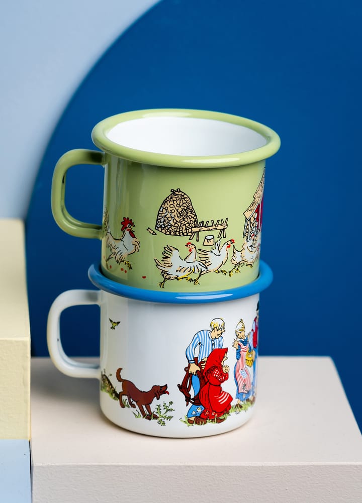 Caneca de esmalte Família Emil 2,5 dl, Branco Muurla