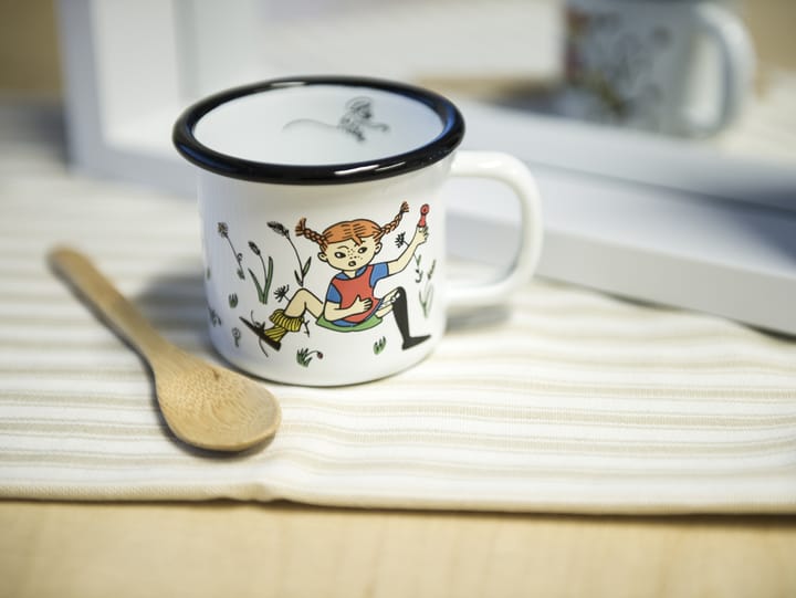 Caneca de esmalte Pippi & Herr Nilsson 1,5 dl - Branco - Muurla