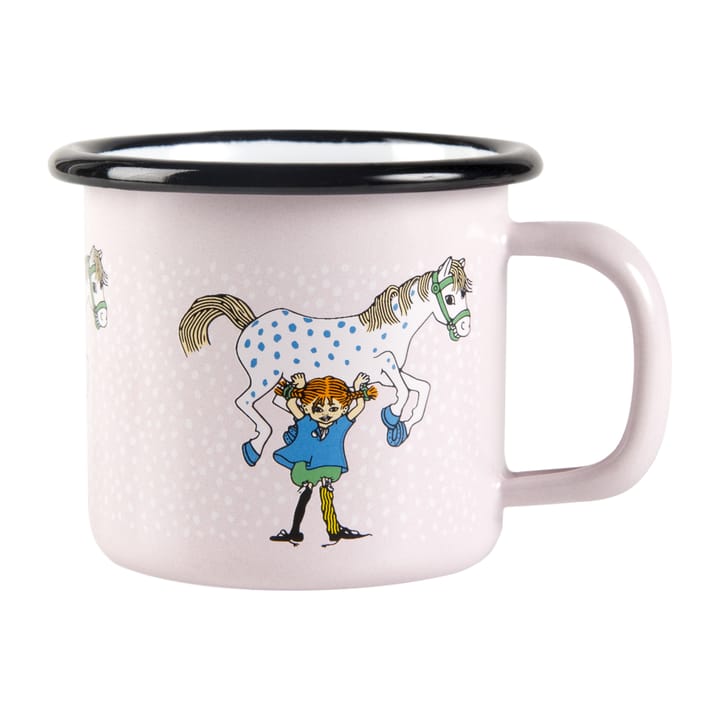 Caneca esmaltada Pippi e o homenzinho 1,5 dl, Rosa claro Muurla