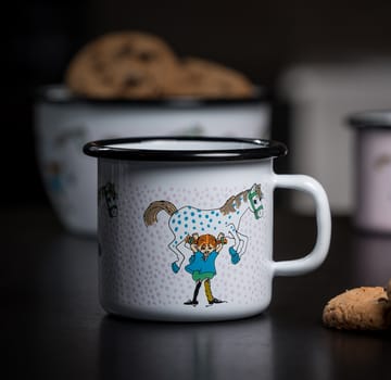 Caneca esmaltada Pippi e o homenzinho 2,5 dl - Branco - Muurla