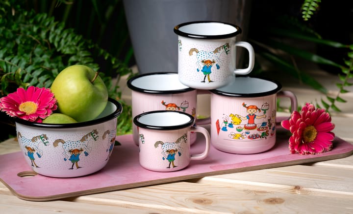 Caneca esmaltada Pippi e o homenzinho 2,5 dl, Branco Muurla