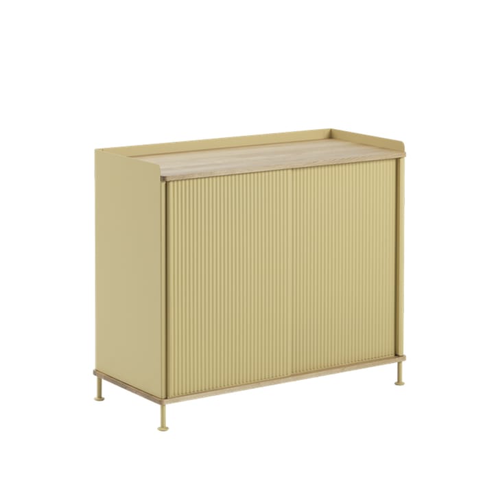 Aparador alto Enfold - Amarelo-Carvalho-Metal - Muuto