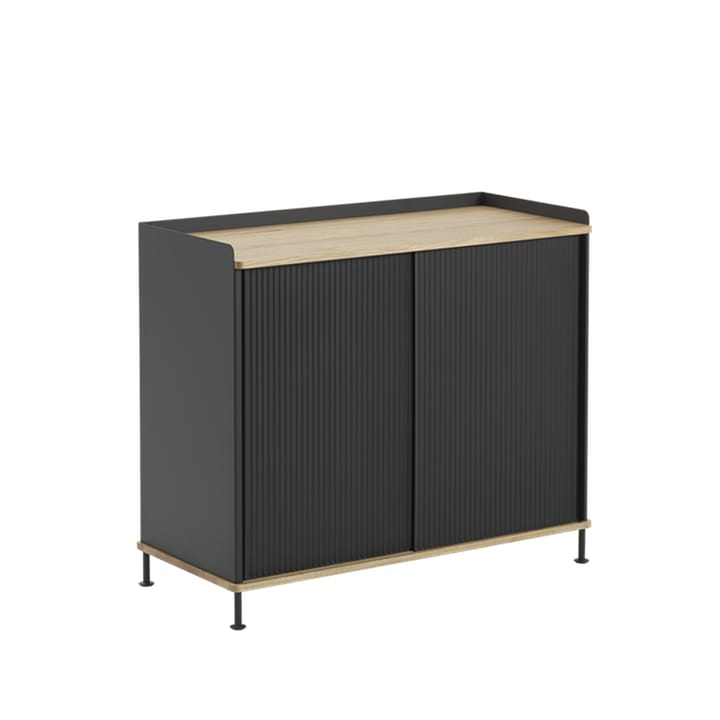 Aparador alto Enfold - Preto-Carvalho-Metal - Muuto