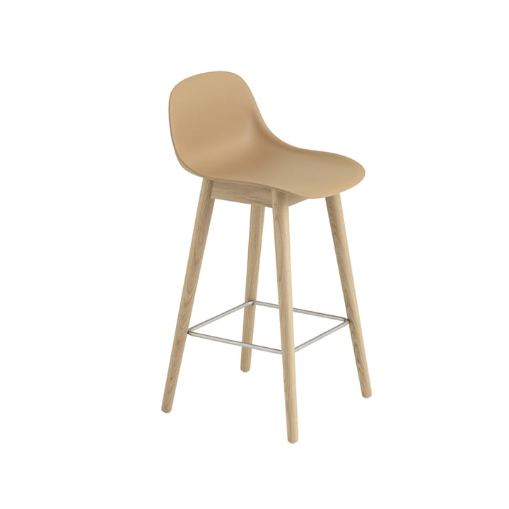 Banco de bar com encosto Fiber 65 cm - Ocre-pernas carvalho - Muuto