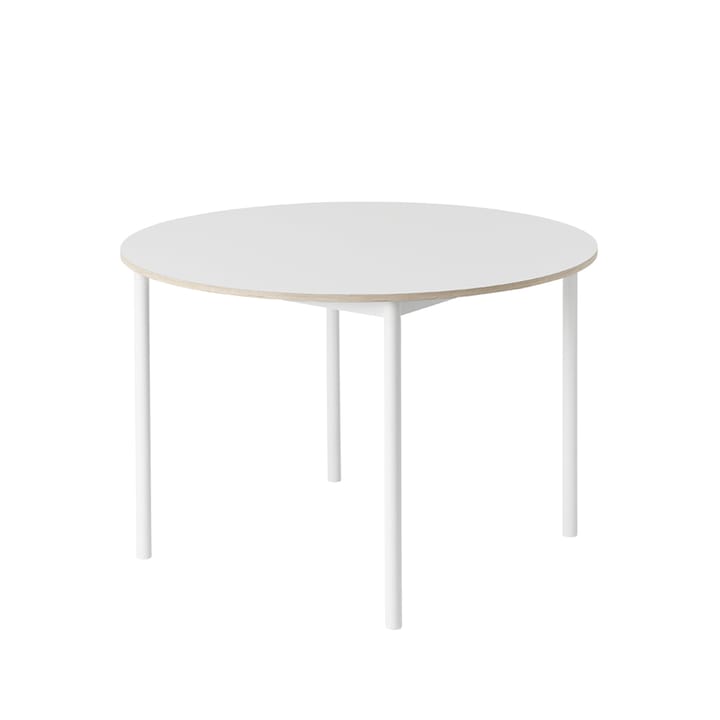 Base mesa de jantar redonda Ø110 cm - Branco laminado-compensado-branco  - Muuto