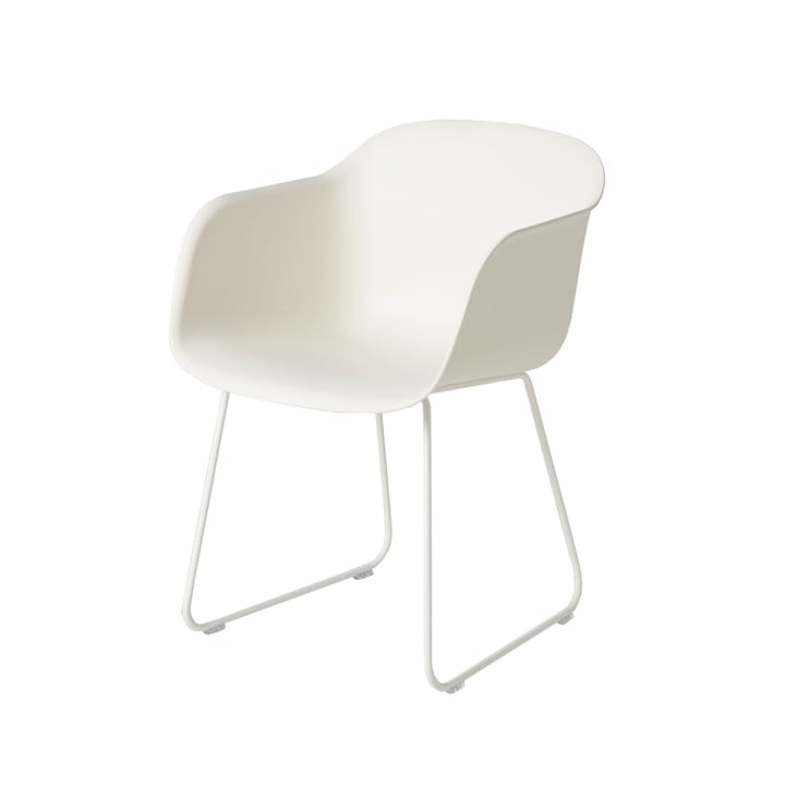 Cadeira com braços Fiber - Branco natural, base branca - Muuto