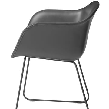 Cadeira com braços Fiber - Couro preto Refine - Muuto