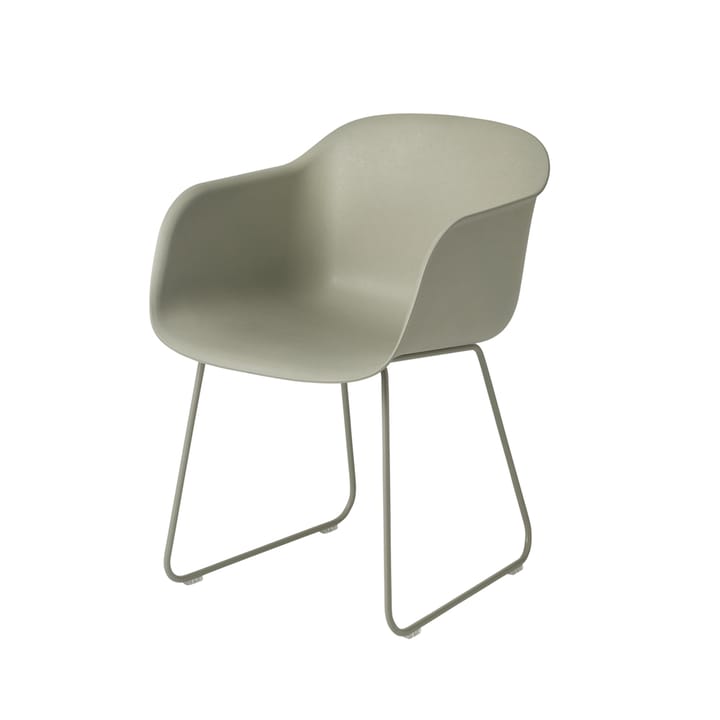 Cadeira com braços Fiber - verde dusty, base verdes - Muuto