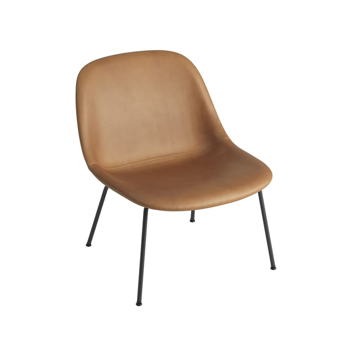 Cadeira com pernas de aço Fiber Lounge - Refine leather conhaque-preto - Muuto